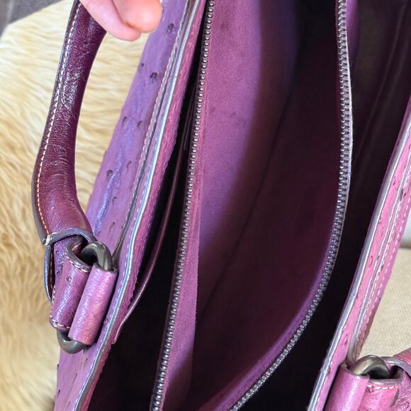 CELINE Michael Kors Boogie Bag Handbag Sd Gm 0097 Exotics Ostrich Purple Italy - Picture 12 of 16
